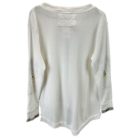 Free People Fall For You Waffle Weave Slouchy Henley Women’s Size XS Ivory NEW - Picture 5 of 11
